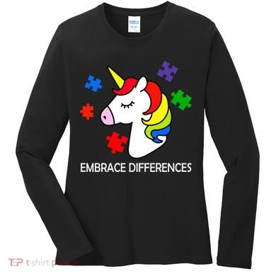Unicorn Embrace The Differences Autism Women's Long Sleeve Shirt