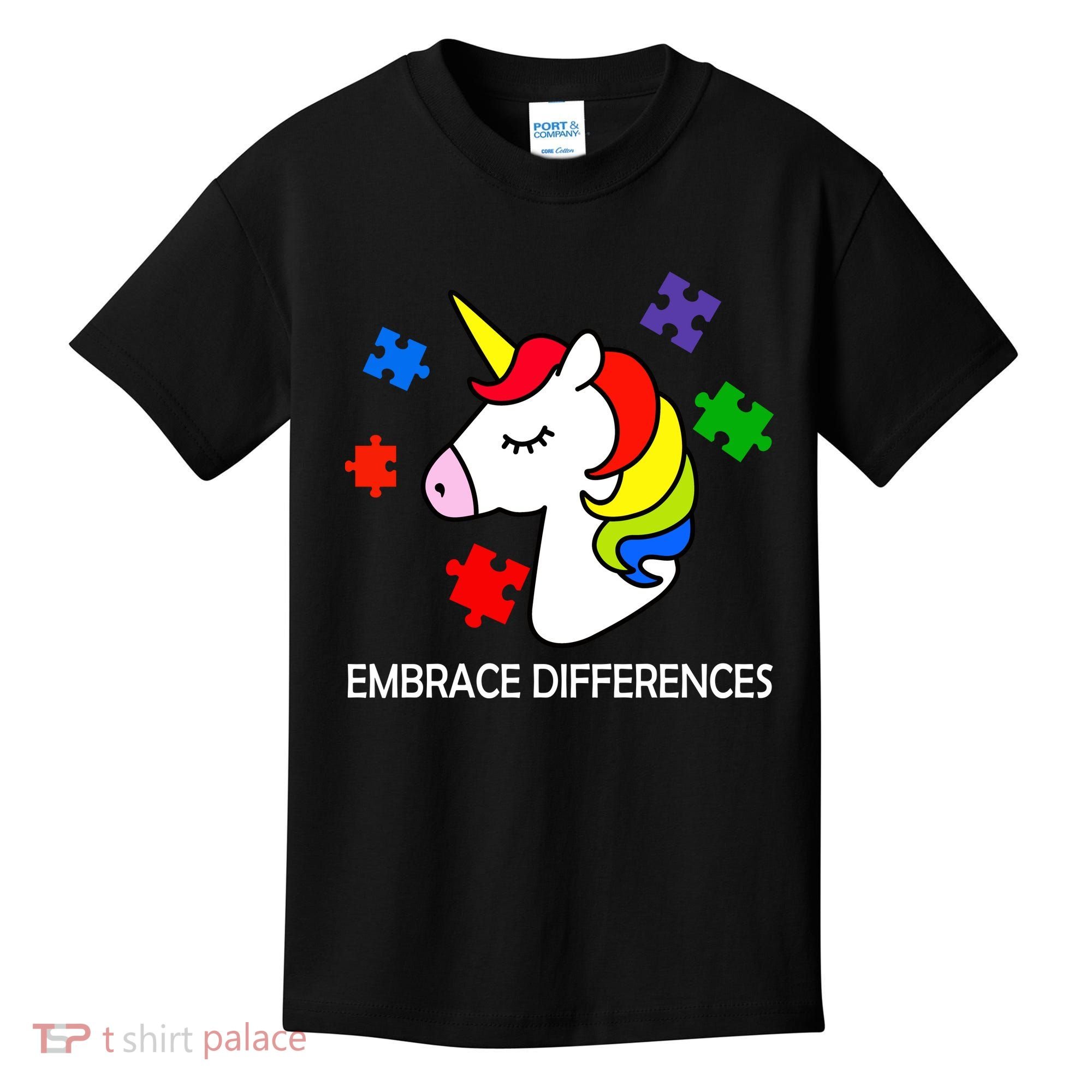 Unicorn Embrace The Differences Autism Kids T-Shirt