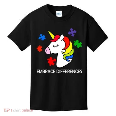 Unicorn Embrace The Differences Autism Kids T-Shirt