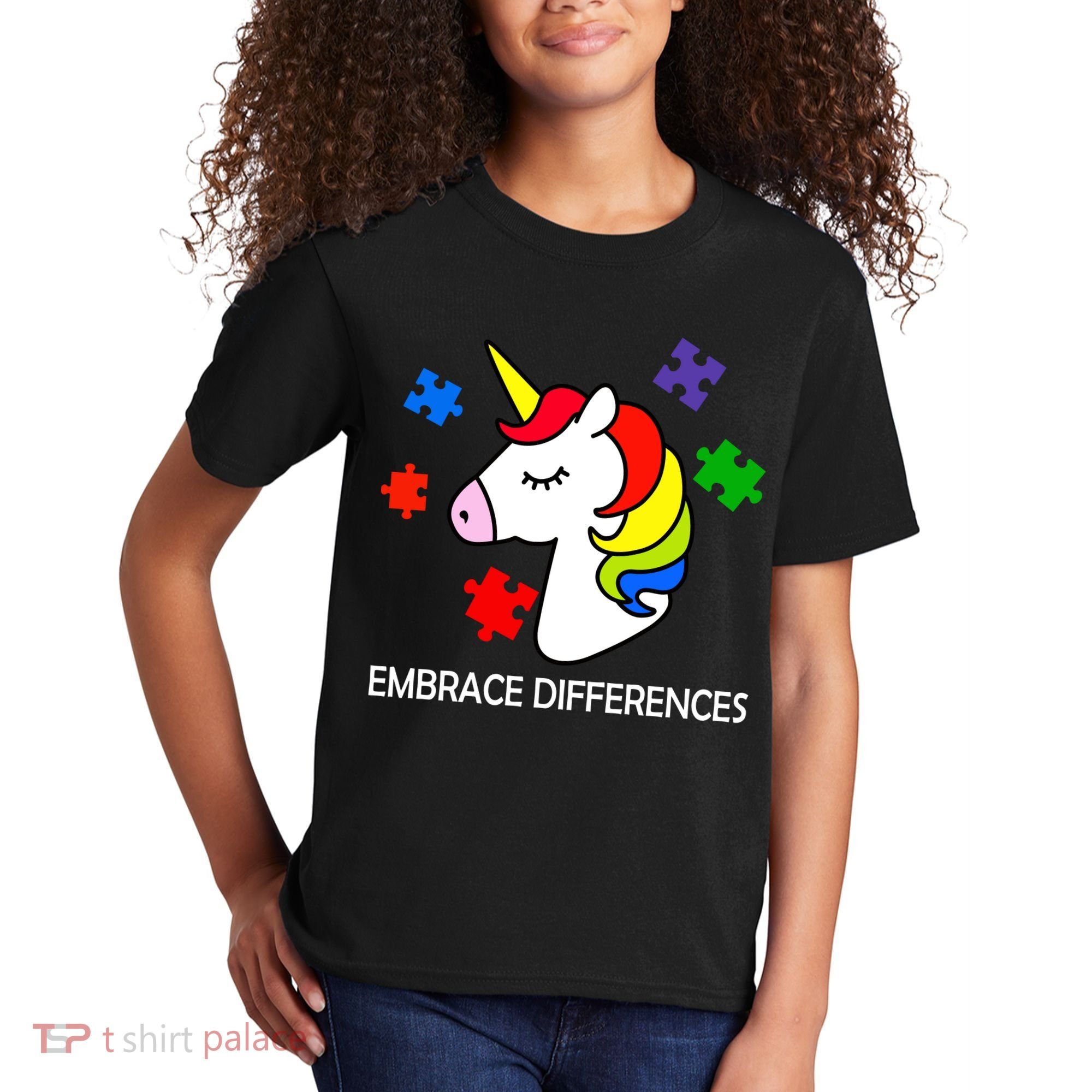 Unicorn Embrace The Differences Autism Kids T-Shirt