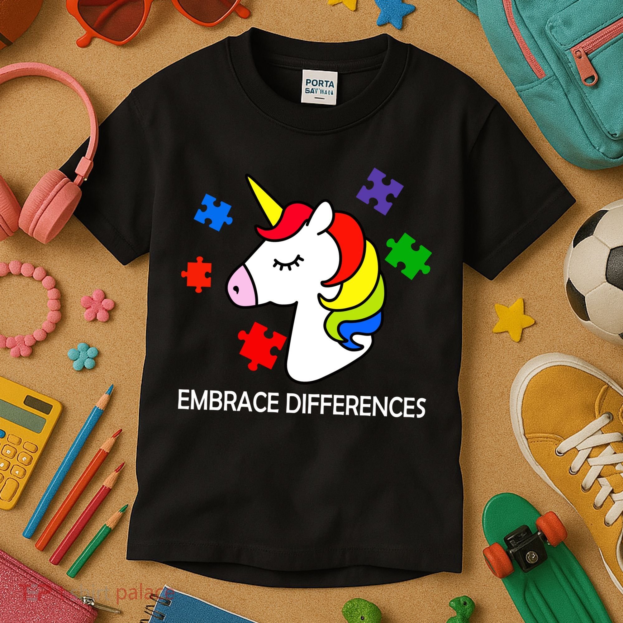 Unicorn Embrace The Differences Autism Kids T-Shirt