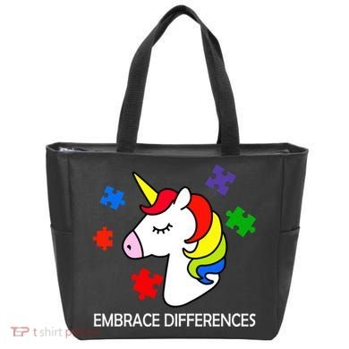 Unicorn Embrace The Differences Autism Tote Bag