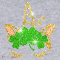 Unicorn Face St. Patrick's Day Women's Racerback Cropped Tank thumb 2