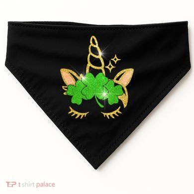 Unicorn Face St. Patrick's Day USA-Made Doggie Bandana