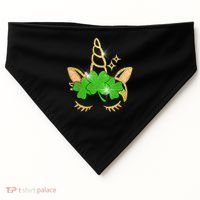 Unicorn Face St. Patrick's Day USA-Made Doggie Bandana thumb 0