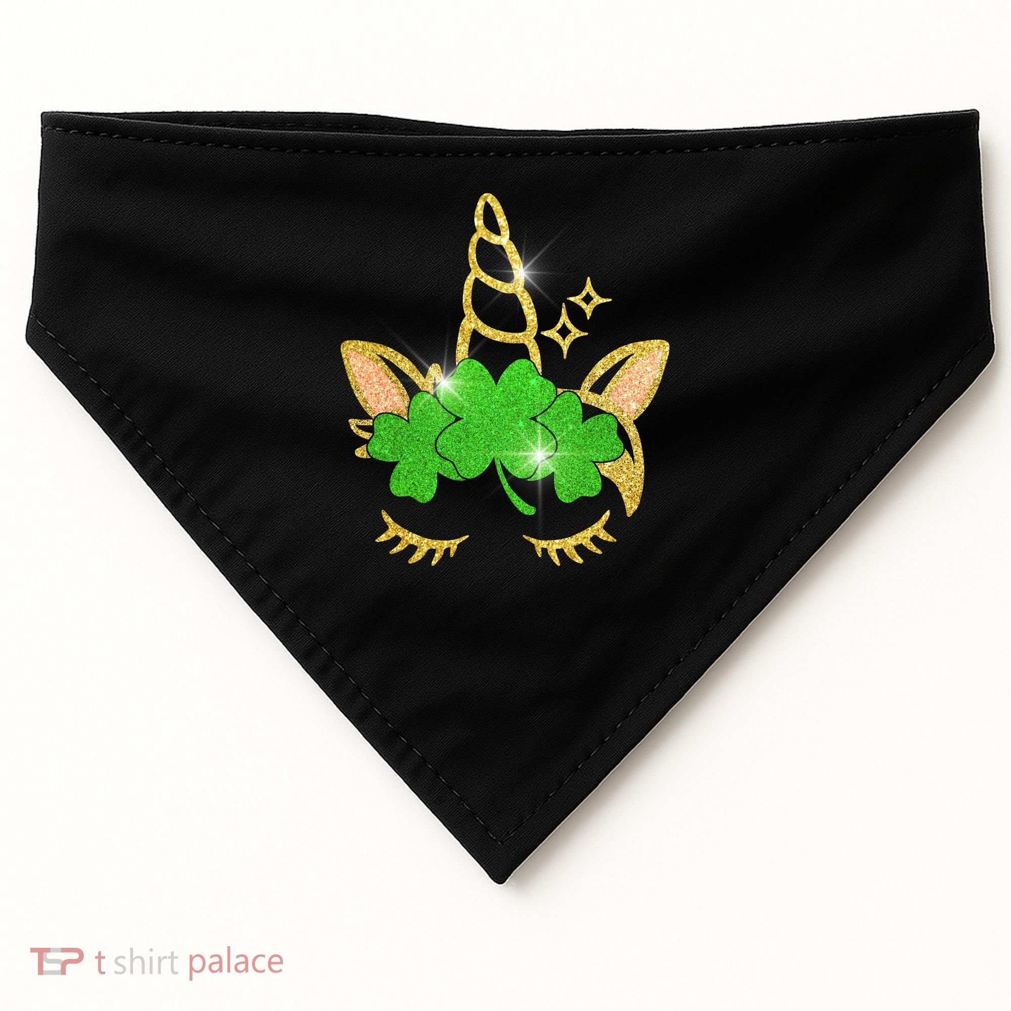 Unicorn Face St. Patrick's Day USA-Made Doggie Bandana