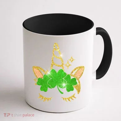 Unicorn Face St. Patrick's Day Coffee Mug back