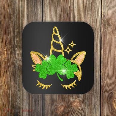 Unicorn Face St. Patrick's Day Coaster