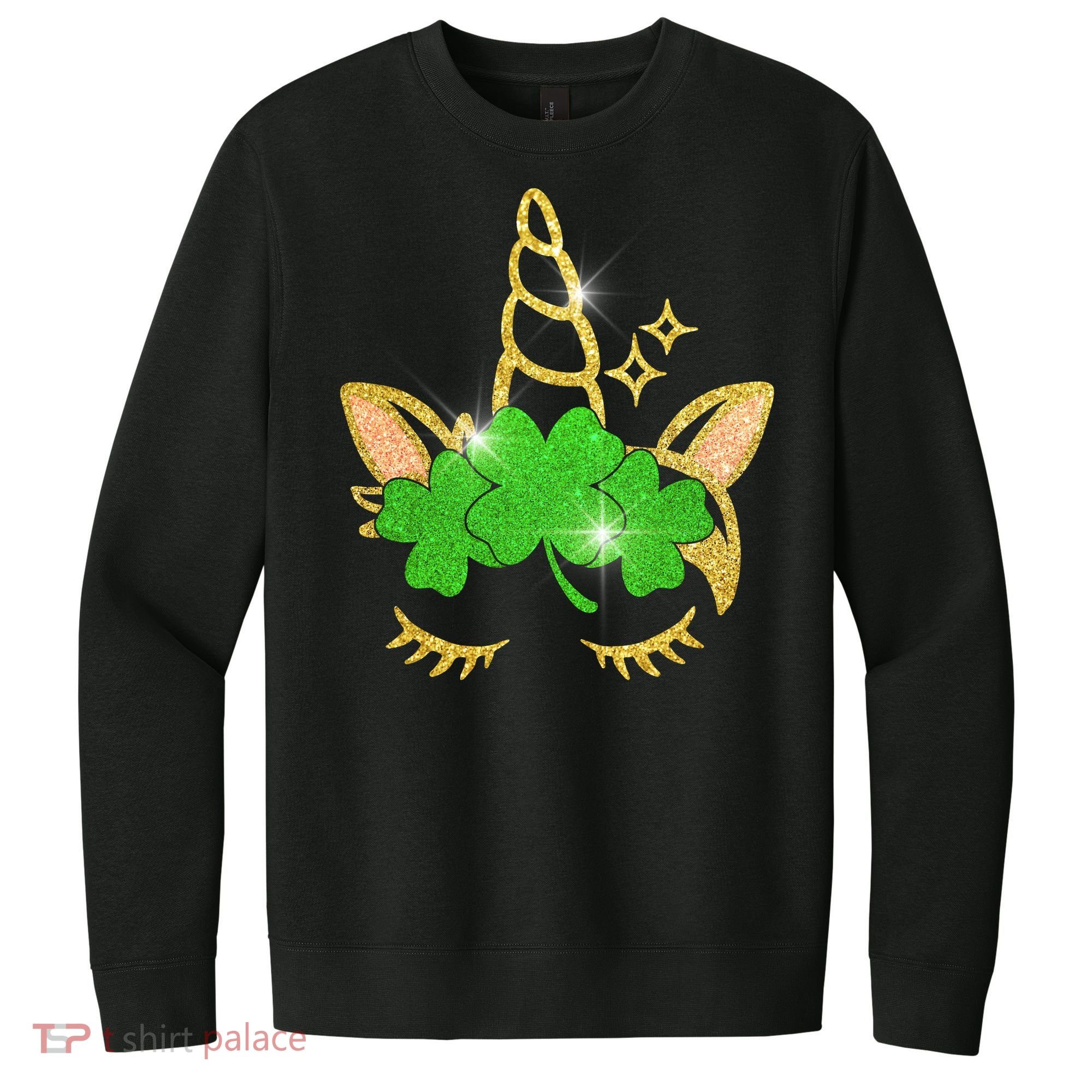 Unicorn Face St. Patrick's Day V.I.T. Fleece Crew Sweatshirt
