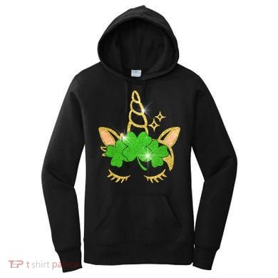 Unicorn Face St. Patrick's Day Women's Hoodie