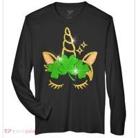 Unicorn Face St. Patrick's Day Zone Performance Long-Sleeve T-Shirt thumb 0