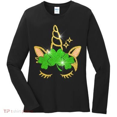 Unicorn Face St. Patrick's Day Women's Long Sleeve Shirt
