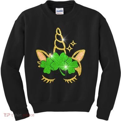 Unicorn Face St. Patrick's Day Kids Sweatshirt