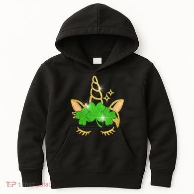 Unicorn Face St. Patrick's Day Kids Hoodie