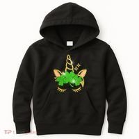 Unicorn Face St. Patrick's Day Kids Hoodie thumb 0