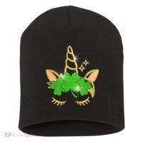Unicorn Face St. Patrick's Day Short Acrylic Beanie thumb 0