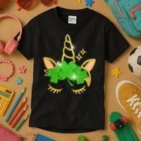 Unicorn Face St. Patrick's Day Kids T-Shirt thumb 3