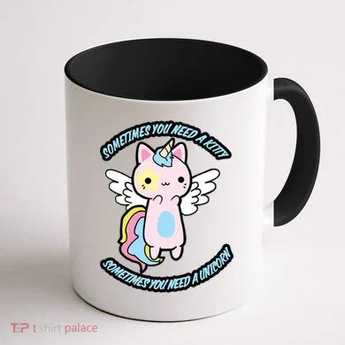 Unicorn Kitty Funny Cute Meme Coffee Mug back