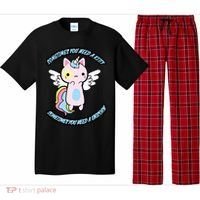 Unicorn Kitty Funny Cute Meme Pajama Set thumb 0