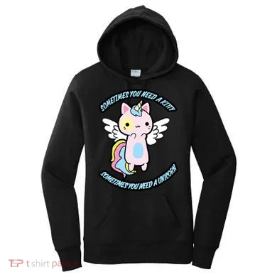 Unicorn Kitty Funny Cute Meme Women's Hoodie