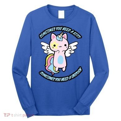 Unicorn Kitty Funny Cute Meme Long Sleeve Shirt