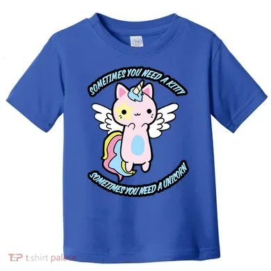 Unicorn Kitty Funny Cute Meme Toddler T-Shirt