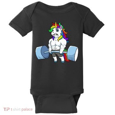 Unicorn Lifting Weights Baby Bodysuit