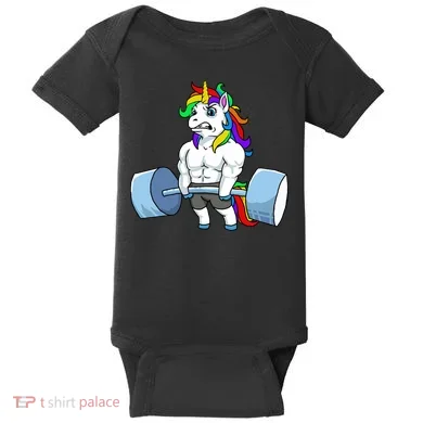 Unicorn Lifting Weights Baby Bodysuit