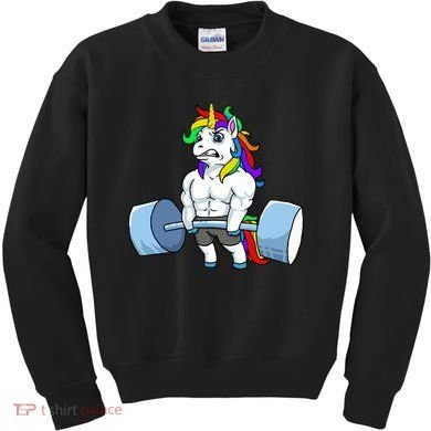 Unicorn Lifting Weights Kids Sweatshirt