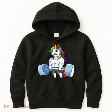 Unicorn Lifting Weights Kids Hoodie