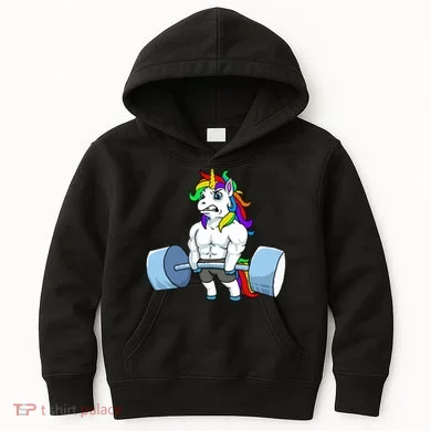 Unicorn Lifting Weights Kids Hoodie