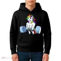 Unicorn Lifting Weights Kids Hoodie thumb 4