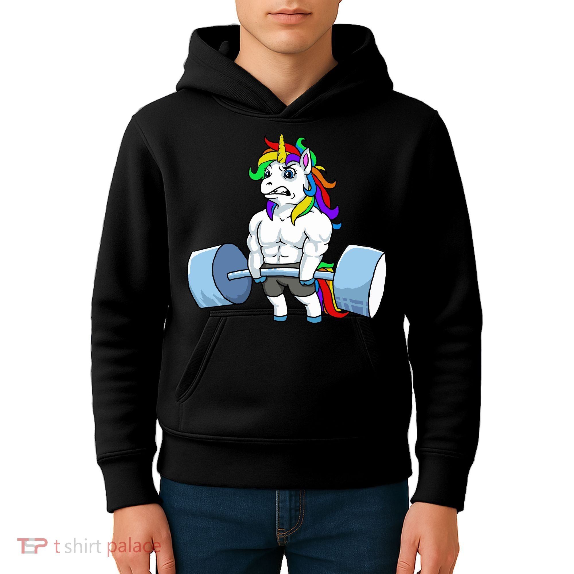 Unicorn Lifting Weights Kids Hoodie