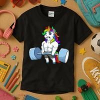Unicorn Lifting Weights Kids T-Shirt thumb 3