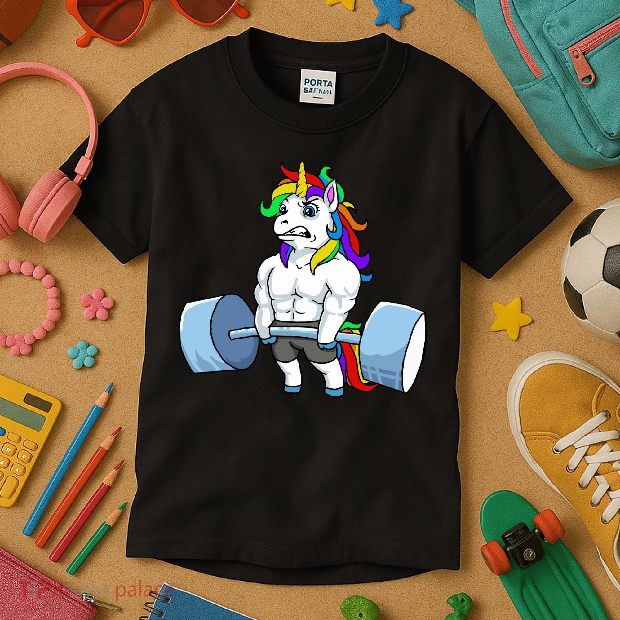 Unicorn Lifting Weights Kids T-Shirt