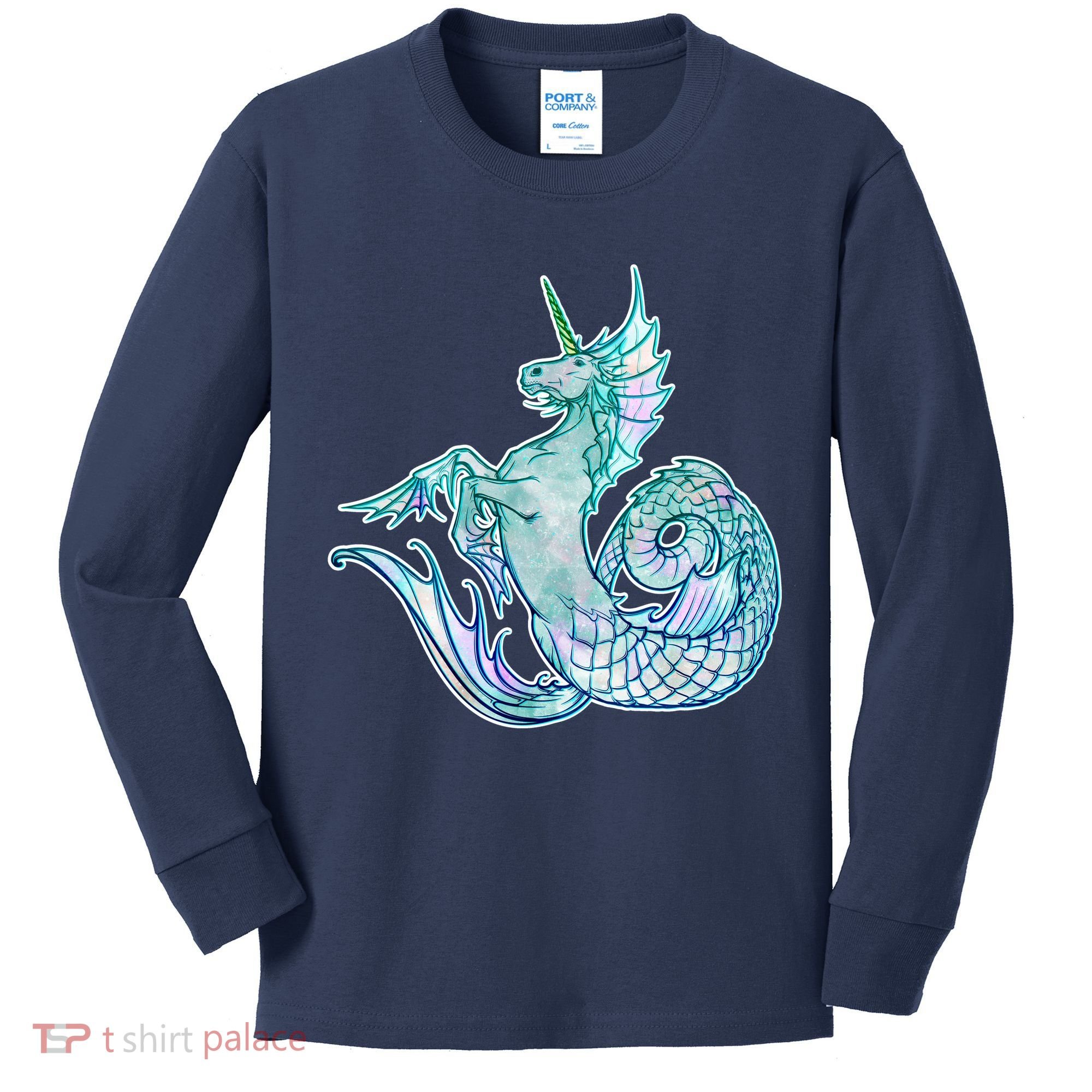 Unicorn Mermaid Hippocampus Kids Long Sleeve Shirt