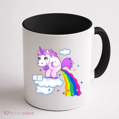 Unicorn Pooping A Rainbow Coffee Mug back