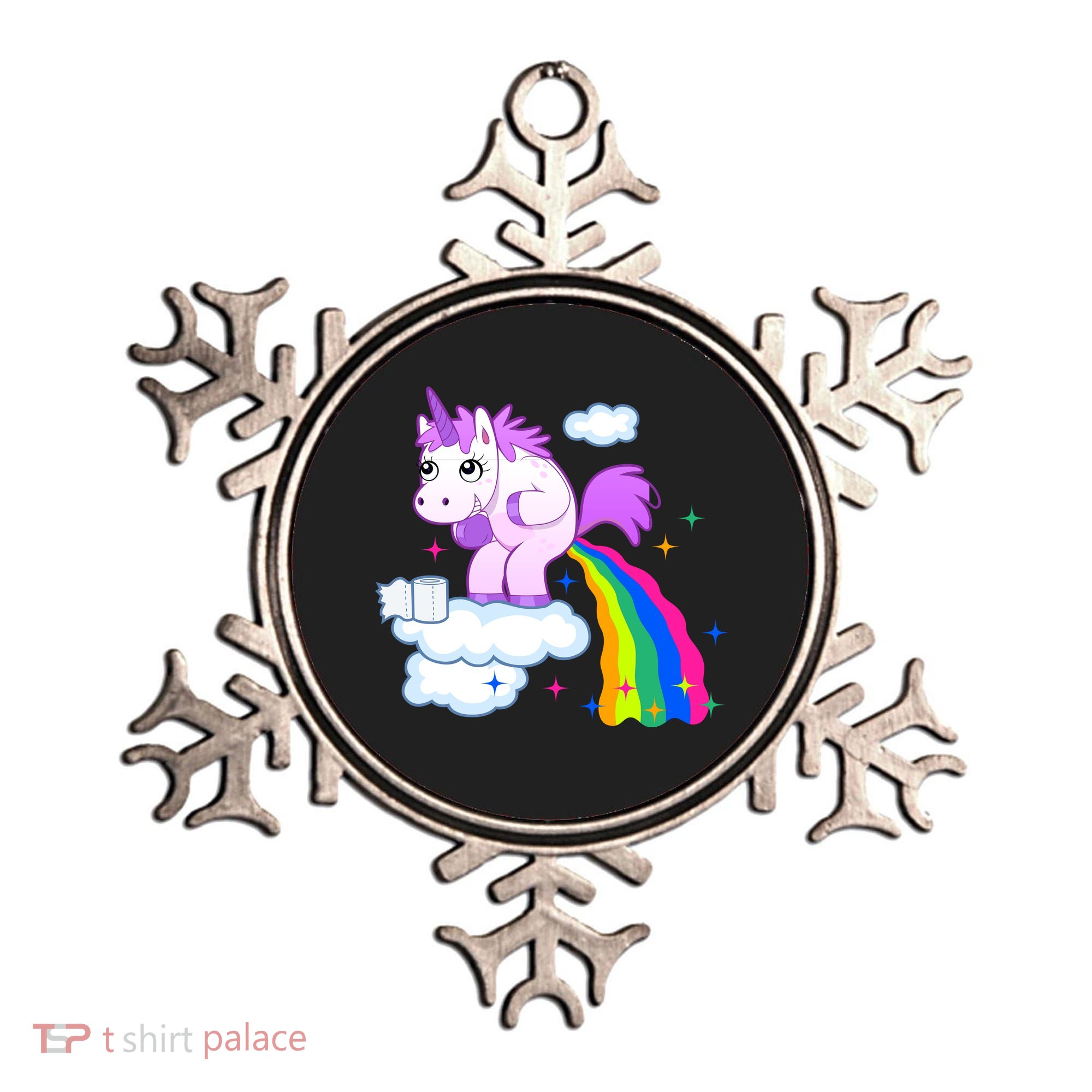 Unicorn Pooping A Rainbow Ornament