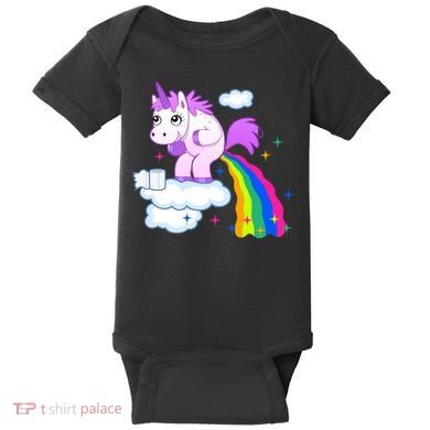 Unicorn Pooping A Rainbow Baby Bodysuit