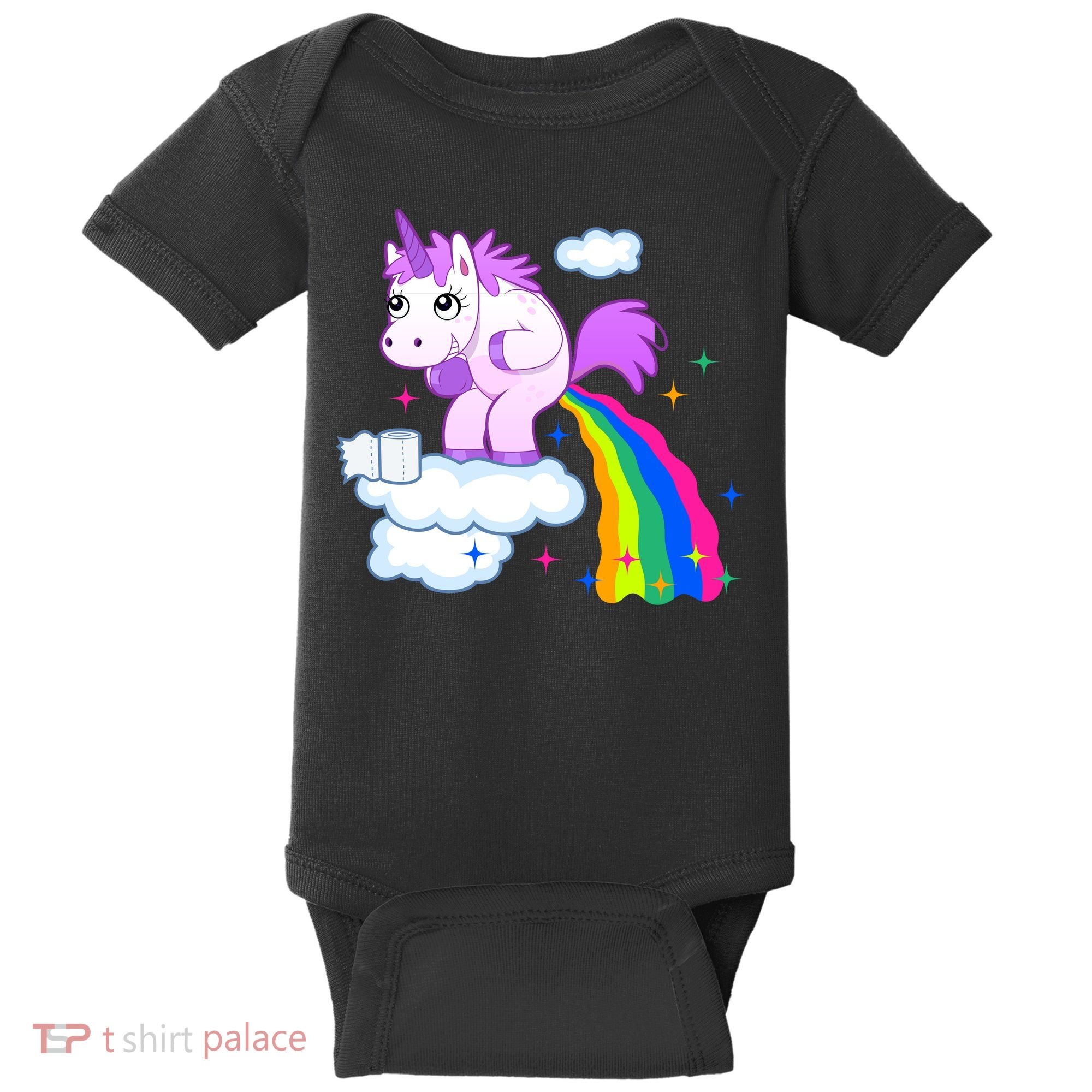 Unicorn Pooping A Rainbow Baby Bodysuit