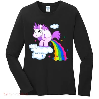 Unicorn Pooping A Rainbow Women's Long Sleeve Shirt