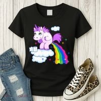 Unicorn Pooping A Rainbow Women's T-Shirt thumb 3