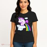 Unicorn Pooping A Rainbow Women's T-Shirt thumb 4