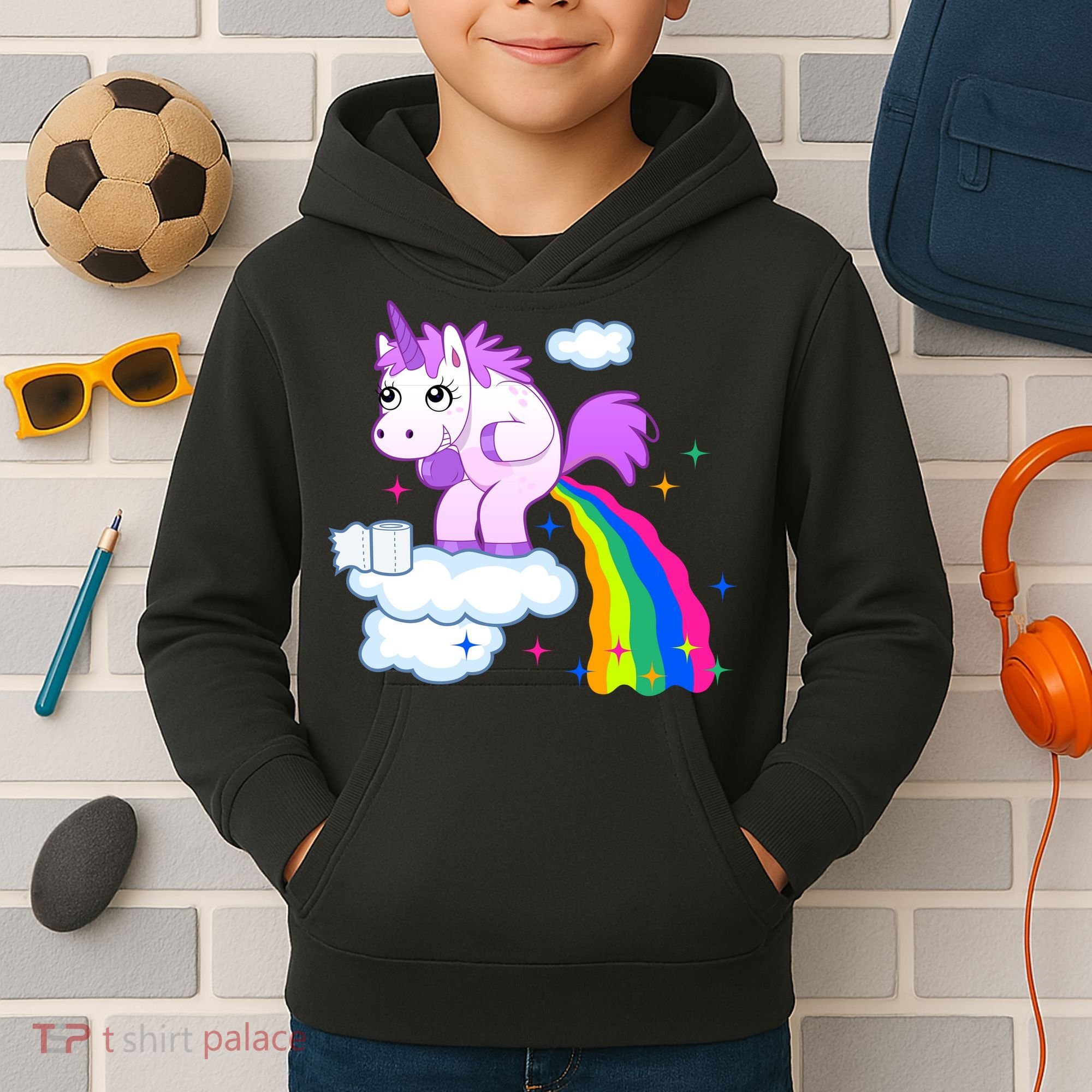 Unicorn Pooping A Rainbow Kids Hoodie