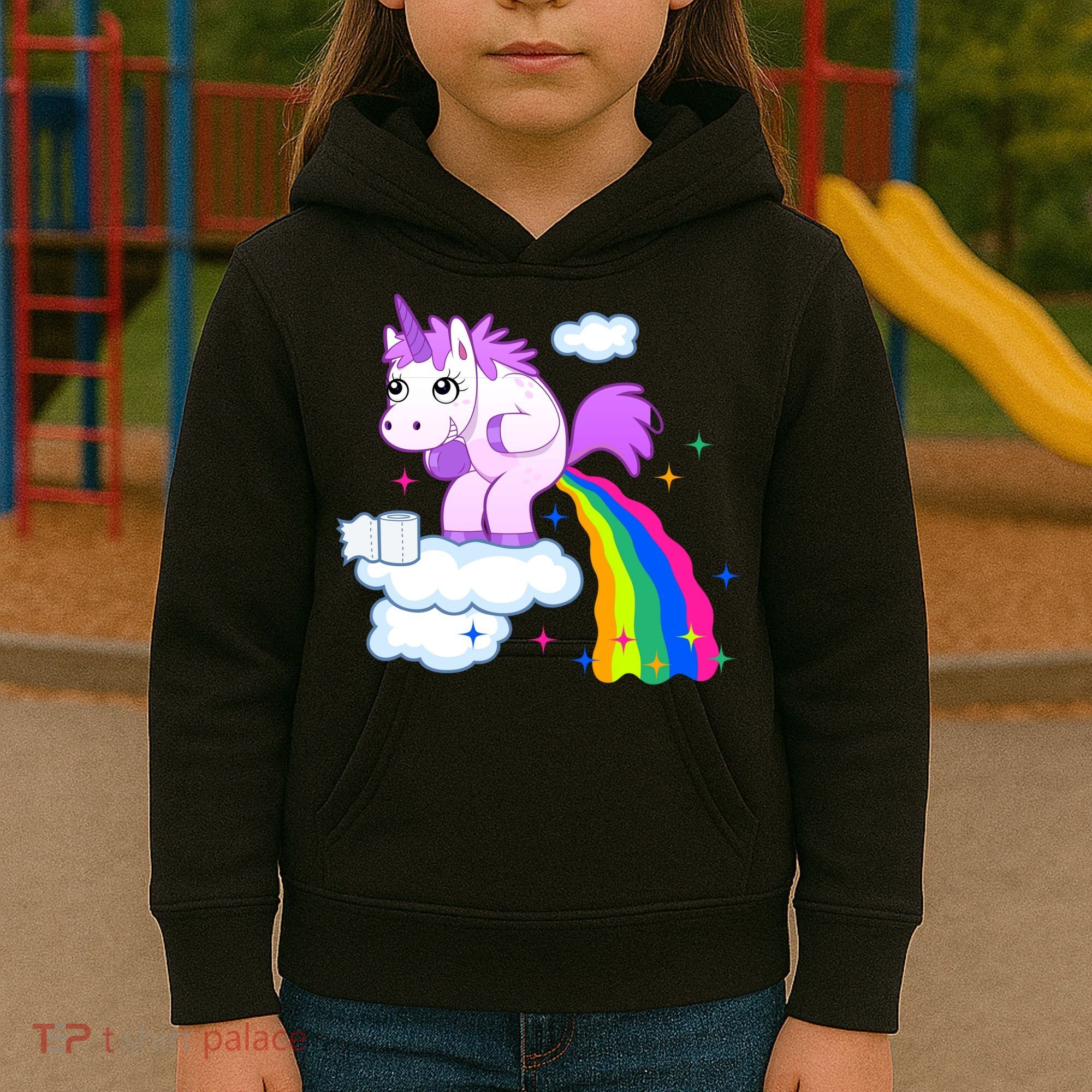 Unicorn Pooping A Rainbow Kids Hoodie