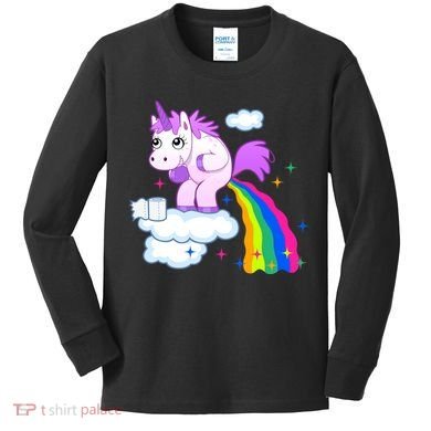 Unicorn Pooping A Rainbow Kids Long Sleeve Shirt