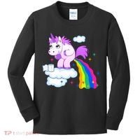 Unicorn Pooping A Rainbow Kids Long Sleeve Shirt thumb 0
