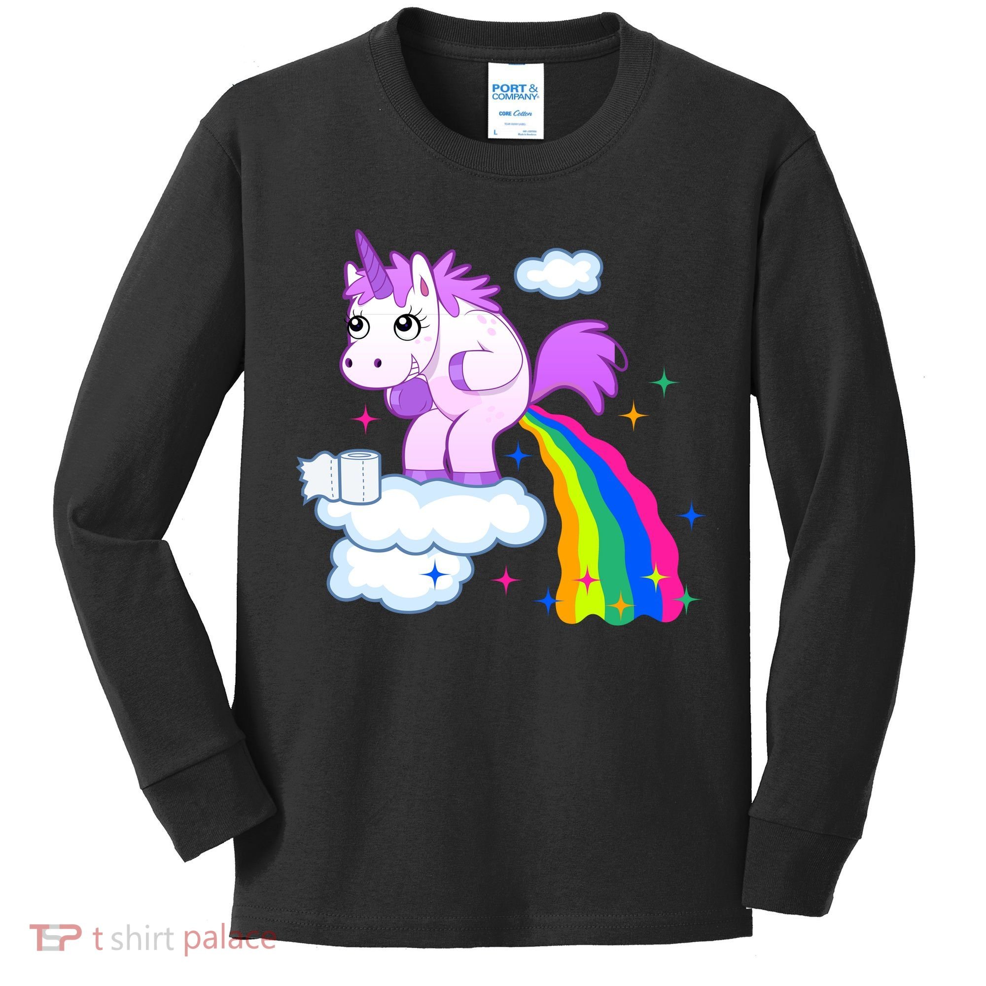 Unicorn Pooping A Rainbow Kids Long Sleeve Shirt