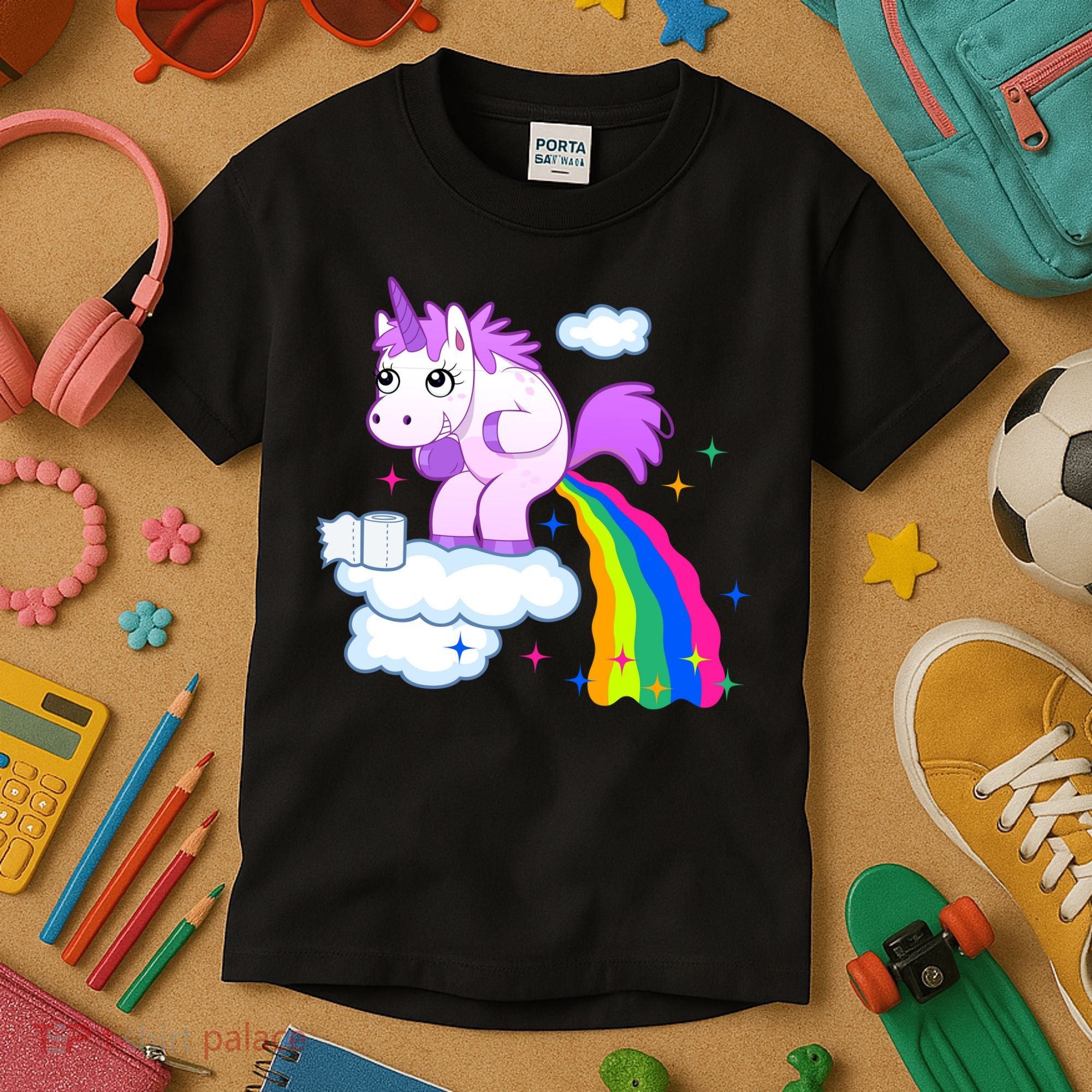 Unicorn Pooping A Rainbow Kids T-Shirt
