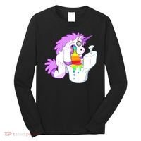 Unicorn Pukes Rainbow In The Toilet Long Sleeve Shirt thumb 0